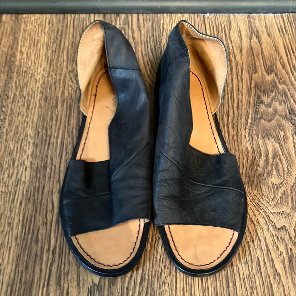 Free People Black Leather Slip on Shoe